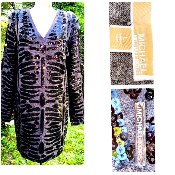❤️ Michael Kors   Sparkling Sequin sweater/dress   size L. Pl 37) - Picture 1 of 17